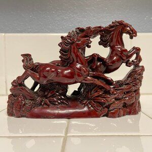 vintage style Feng Shui red resin horse sculpture